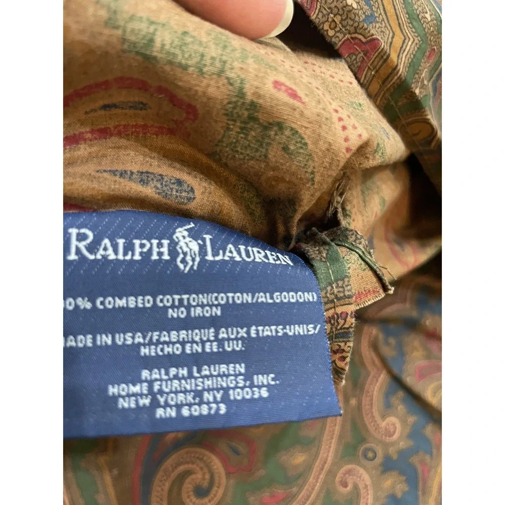 Vtg  2 Ralph Lauren Elizabeth‎ Brianna Paisley EURO Ruffled Pillow Shams PAIR